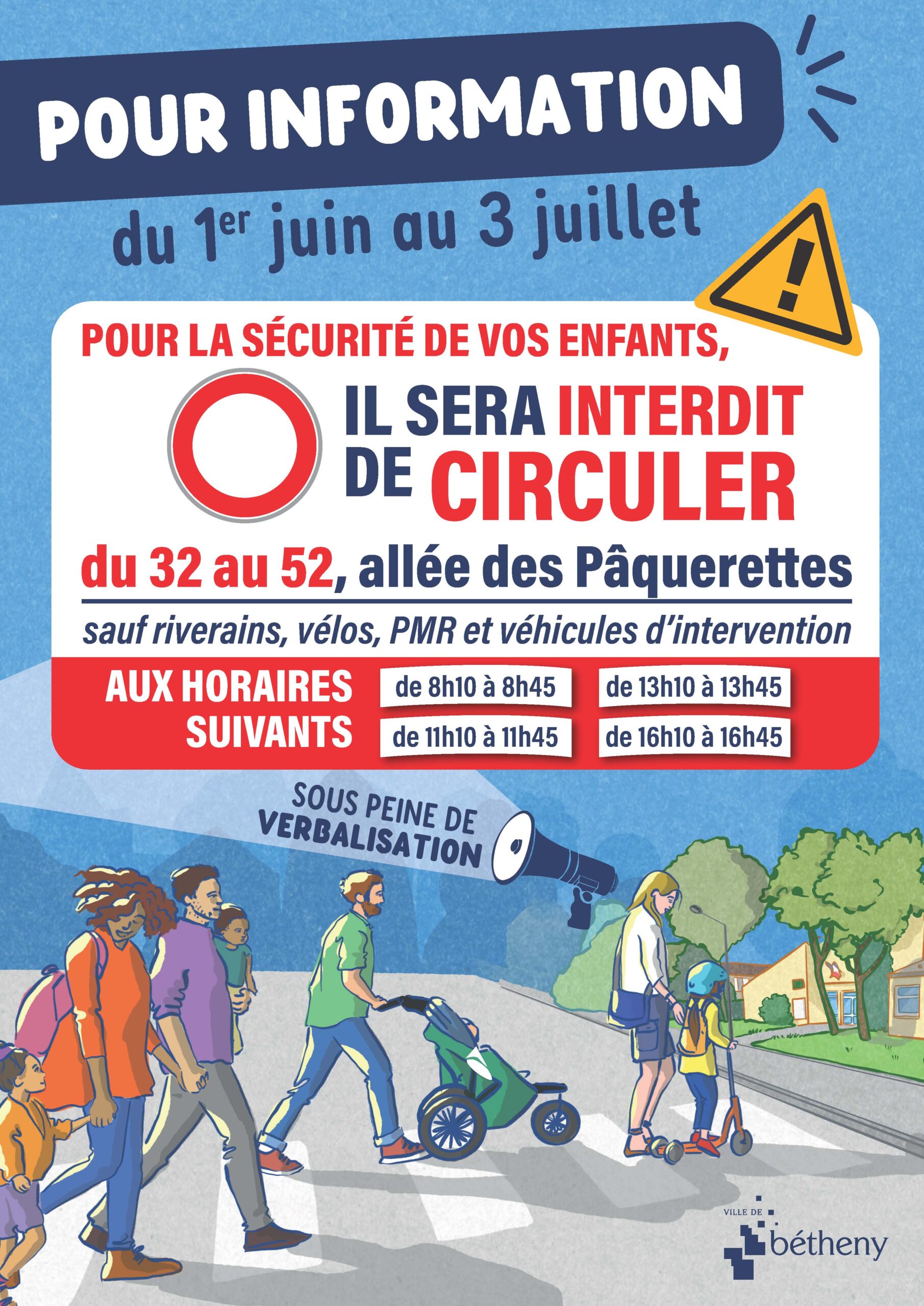 Information importante – circulation aux abords des écoles Les Equiernolles